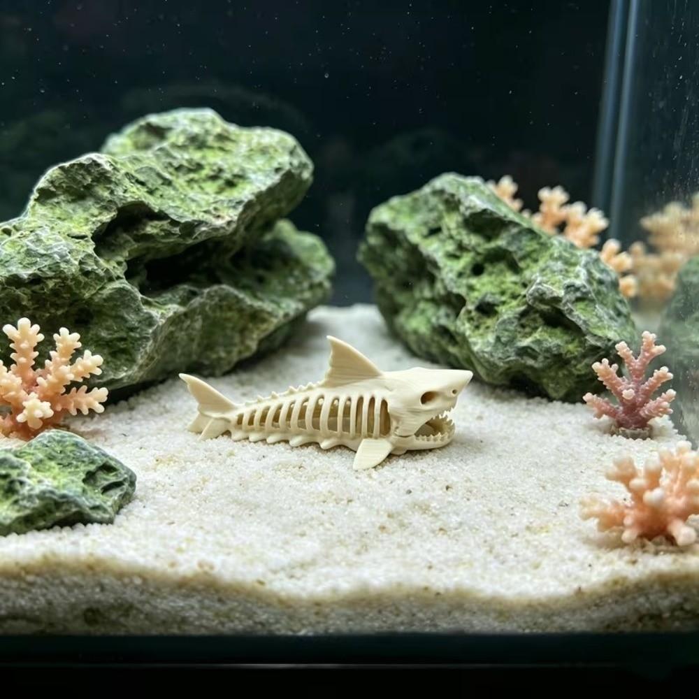 Unpainted Shark Skeleton Hideaway House 3D Printed Aquarium Underground Cave  Aquarium