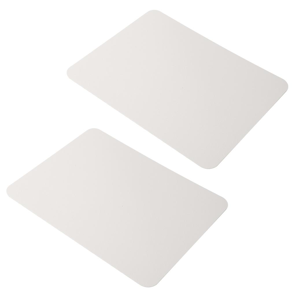 2Pcs Mouse Pad 2-Side PVC Leather Waterproof Desk Mat Office Home Mice Protector 27x21cm(Creamy