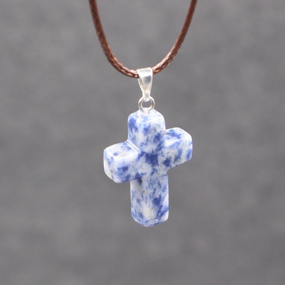 30PCS 24 Color Stone Cross Gemstone Pendants Charms Cross Quartz Charms Without Chain Jewelry Making Supplies for Necklace Earring (Mixed Color)