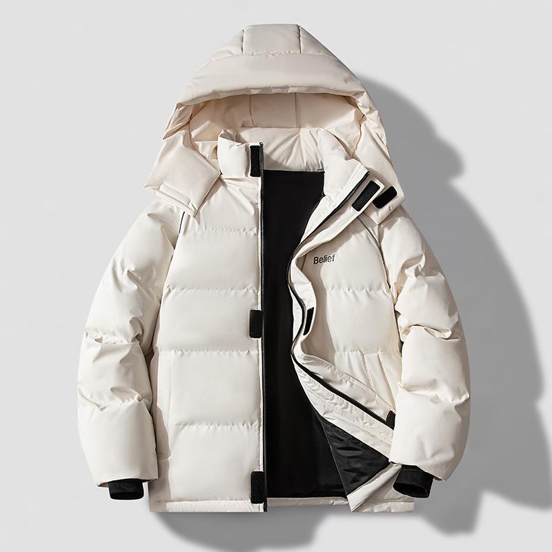 

New cotton-padded clothes men s fashion warm and waterproof fake two-piece cotton clothes men s and women s same thickened couple coats M