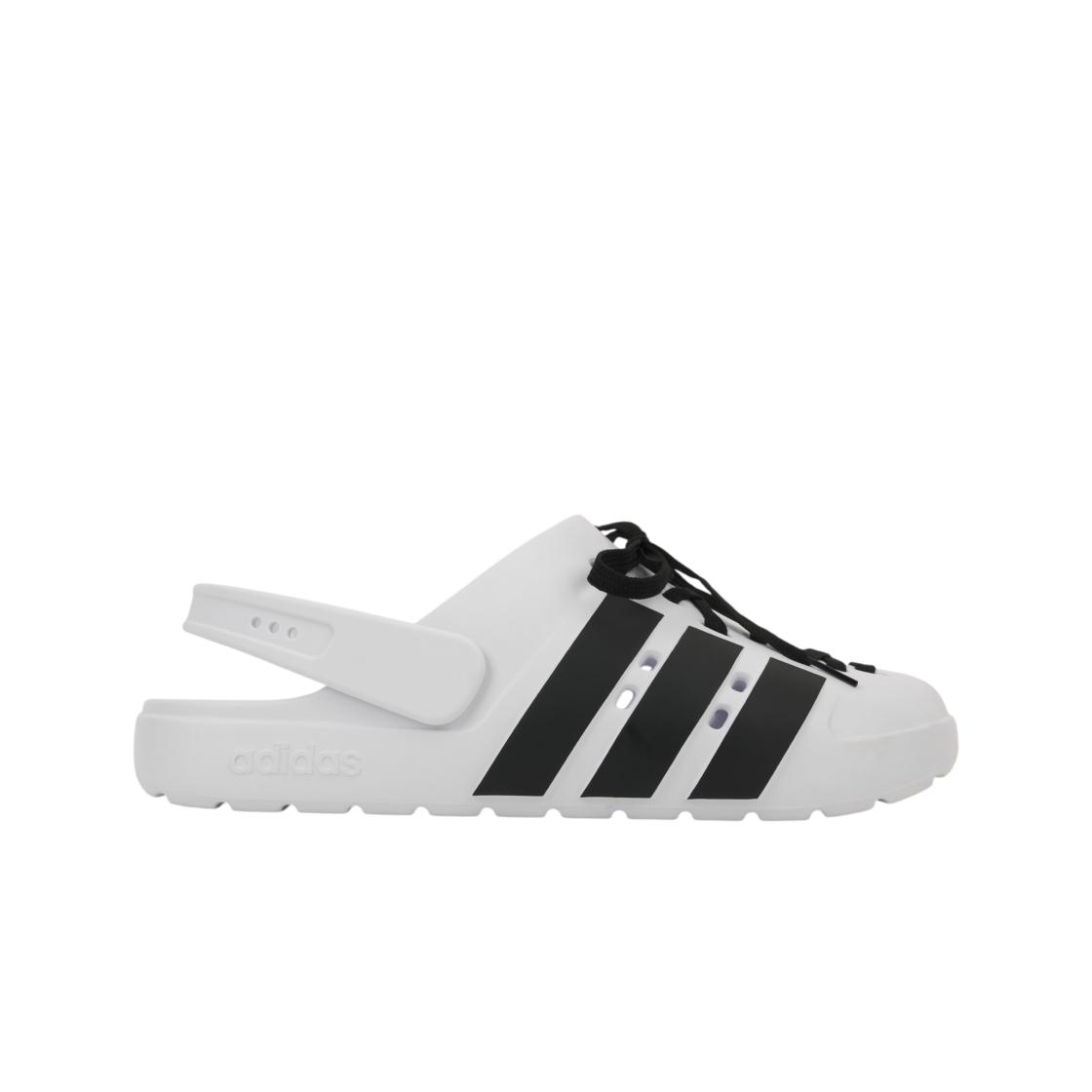 adidas Adilette Clog 2.0 Белый Черный Шнурки Унисекс Кроссовки Облачно-белый Основной черный Золотистый металлик JR4027 38