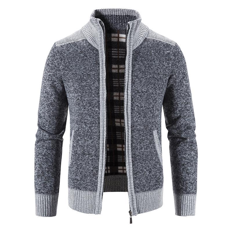 

Чоловічий підбитий потовщений осінньо-зимовий трикотаж, светр, пальто, чоловіча куртка, кардиган XXXL темно-сірий