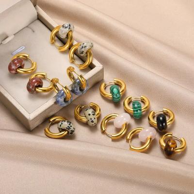 Nischenmode vielseitig Retro-Textur Natursteinperlen Ohrringe Ohrringe heißer Schmuck Frauen
