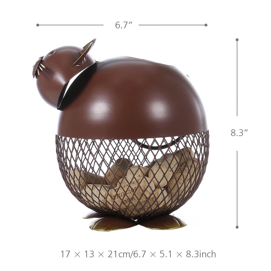 Tooarts Aufgeblasene Katze Weinpfropfenbehälter Heimdekoration Metallskulptur Tierhandwerk Geschenk