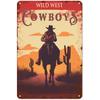 Wild West Cowboy Retro Tin Sign: Vintage American Bar & Restaurant Wall Decor