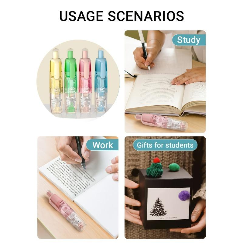 New for Summer - Retractable White Correction Tape, Cute Pen-Shaped Applicator for Easy Use, Instantly Correct Mistakes