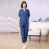 Women's Summer Tencel Denim Suit: Stylish 2025 Casual Two-Piece Set for Middle-Aged Mothers