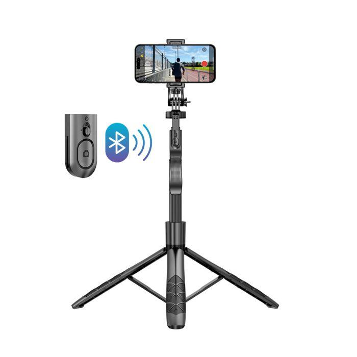 Trépied Selfie - Crong - SelfieGo Ultra - Aluminium - Télécommande Bluetooth - 1575 mm