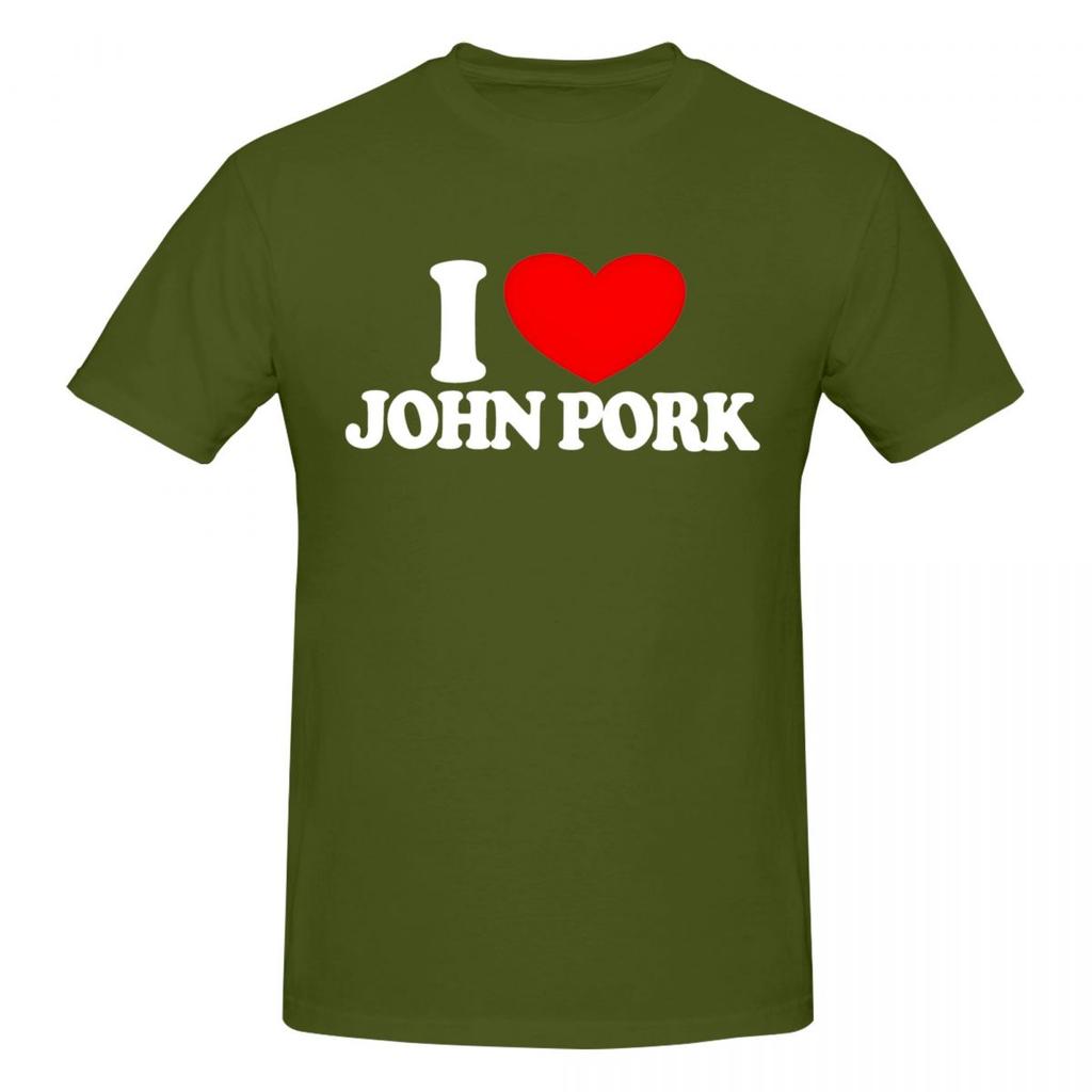 Women Unisex T-Shirts I Love John Pork Red Heart Vintage Cotton Tees Short Sleeve T Shirt Crewneck Clothing Printed