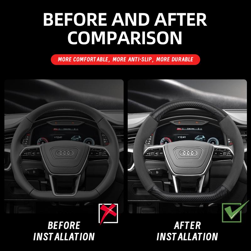 Suitable for d111 Suede Matte Carbon Fiber Texture Steering Wheel Cover Suitable for R4 B8 A3 8P B6 B7 A6 C6 A1 A5 8L Tt C5 B5 111d