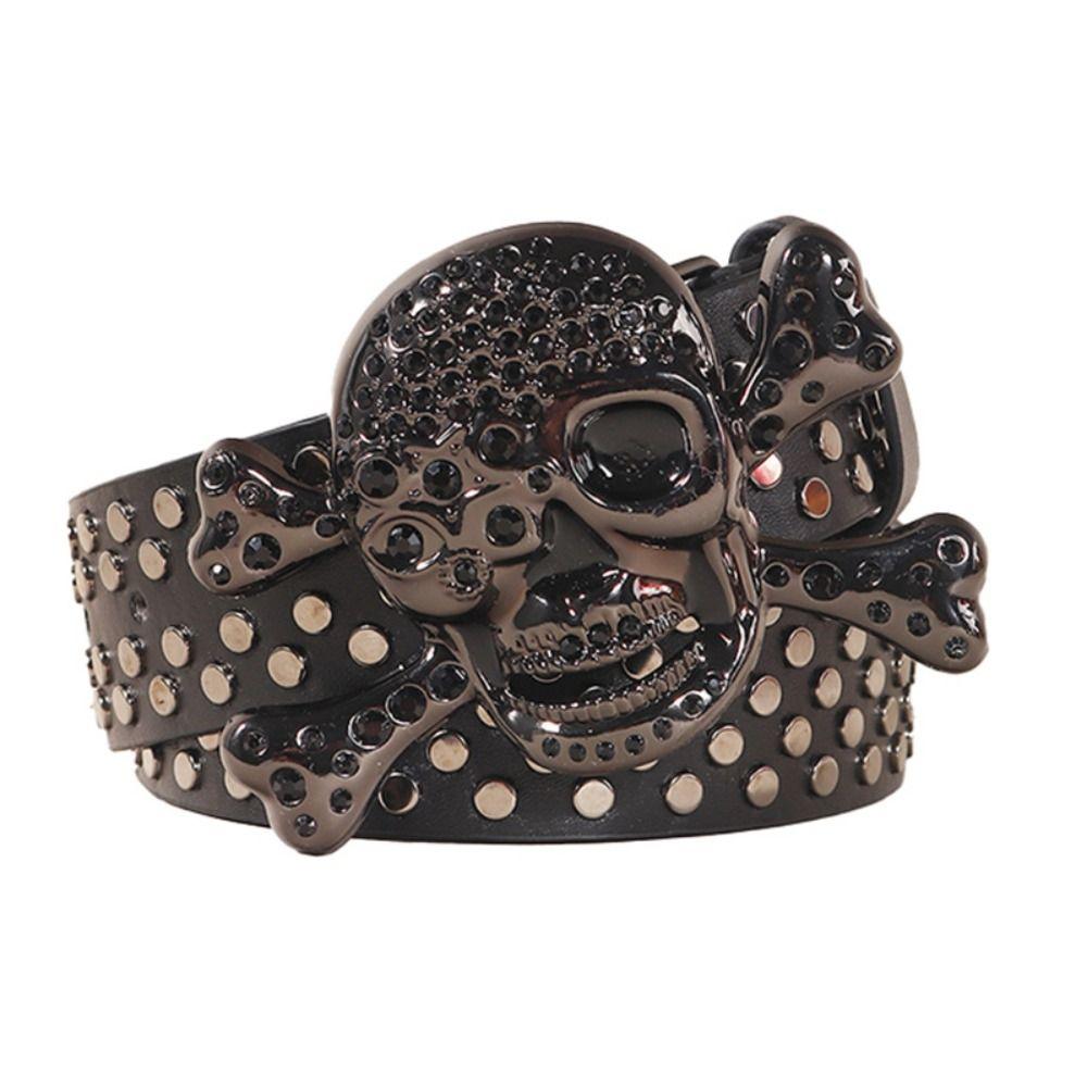 Youth Rhinestone Skull Belt Jeans Decor Pu Waistbands Elegant Rivet Belt Dress Decoration