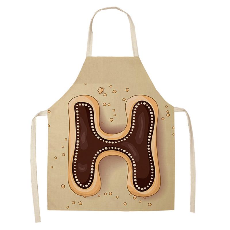 Avental de cozinha com estampa de alfabeto, avental sem mangas de linho para crianças, para cozinhar, churrasco, ferramentas de limpeza doméstica, 47x38cm, 68x55cm