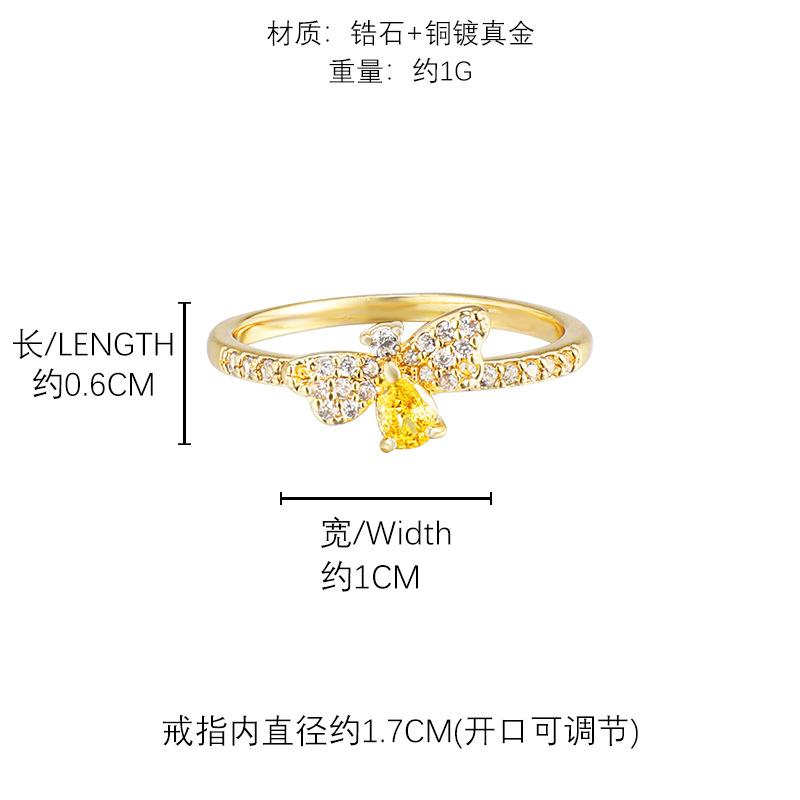 New ins cold wind honey wings haunt zircon ring female niche design light luxury simple index finger ring