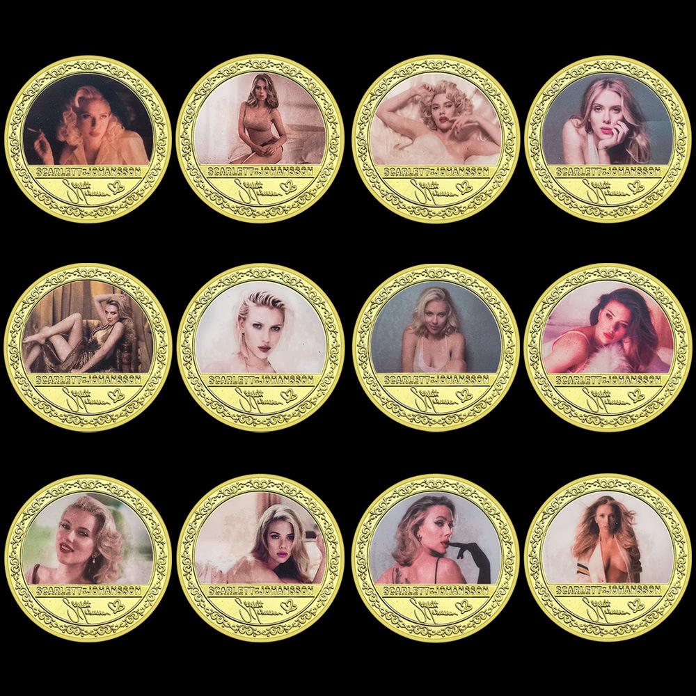Scarlett, Famous Female Singer, Actress, Gold-plated Commemorative Coin, Star Commemorative Medal, Medal Collection Gift