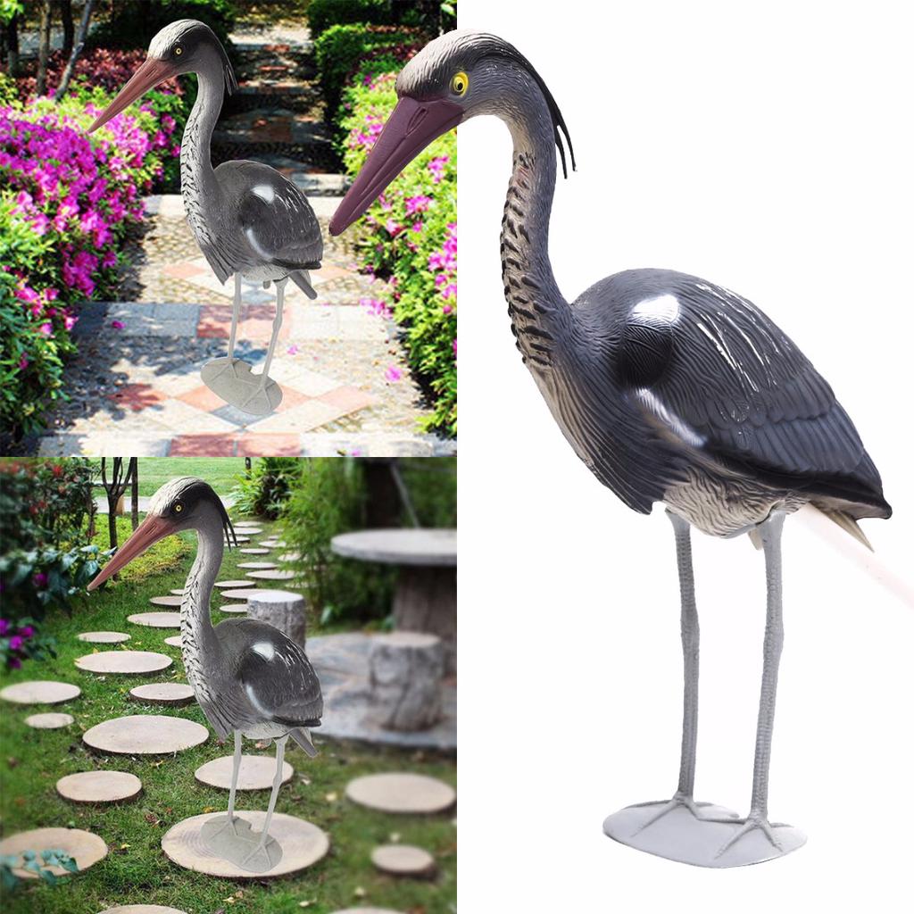 Large Plastic Resin Decoy Heron Garden Ornament Bird Scarer Fish Pond Koi Carp