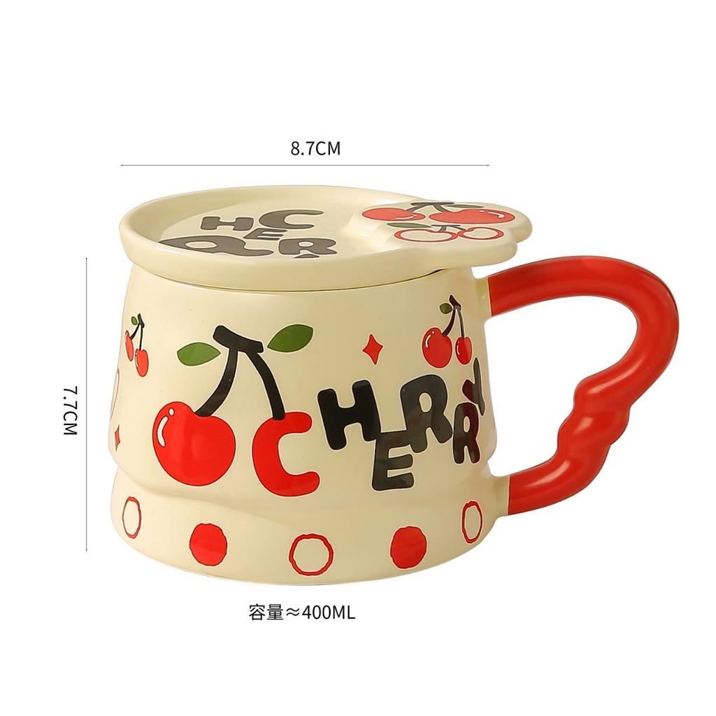 Creative Fruit Ceramic Cup Cartoon Mug Souvenir Summer Fresh Girls Water Cup with Cover High Looking Cup