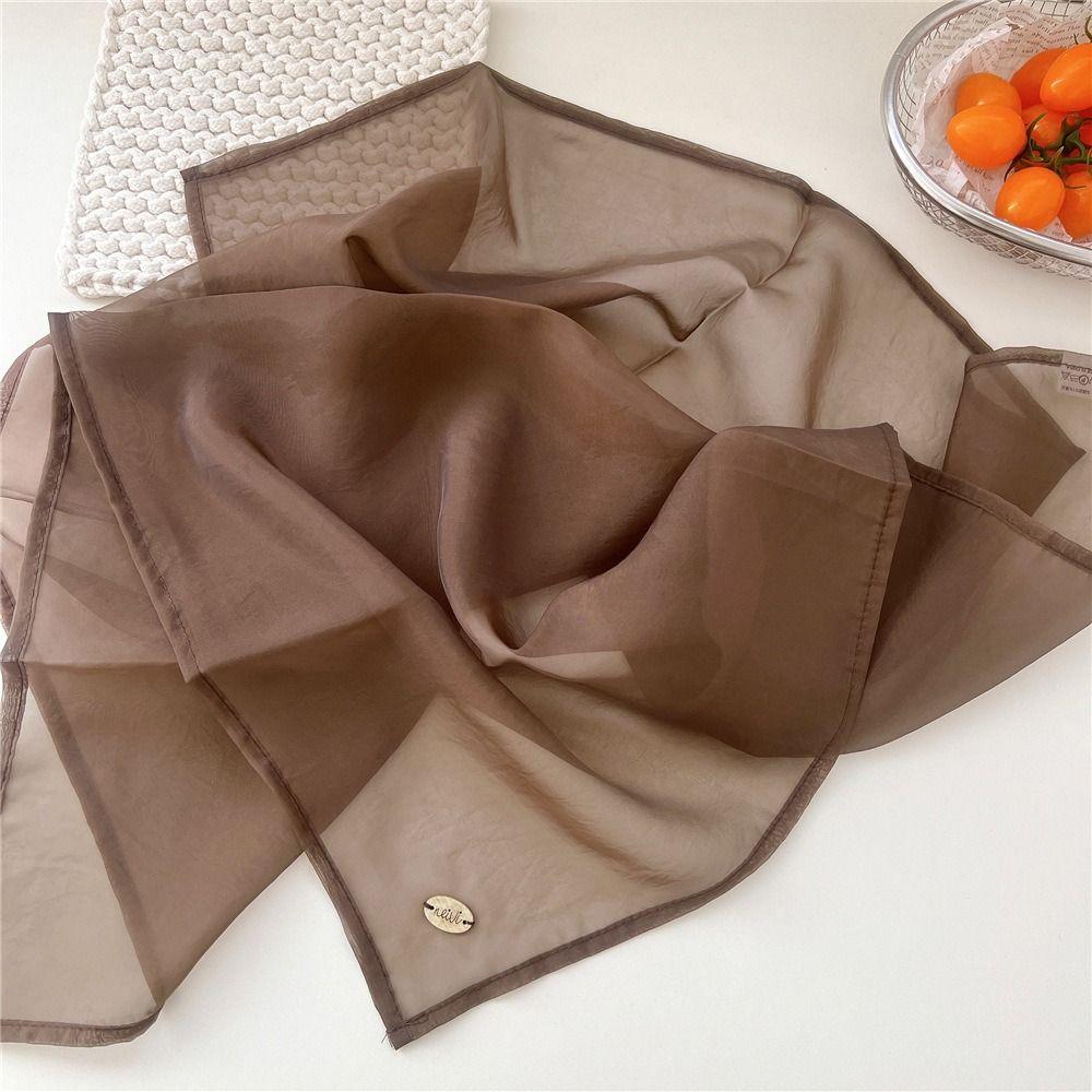 Transparent Cotton Linen Scarves Thin Pure Color Silk Scarf All-match Small Square Scarf Women