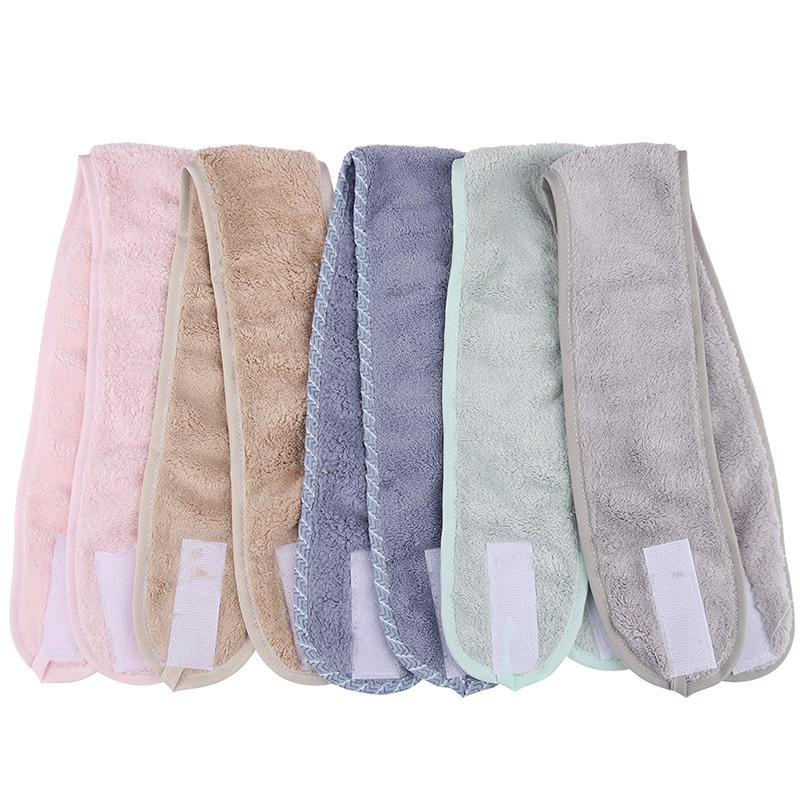 Adjustable Facial Hairband Makeup Head Band Toweling Hair Wrap Shower Cap Towel