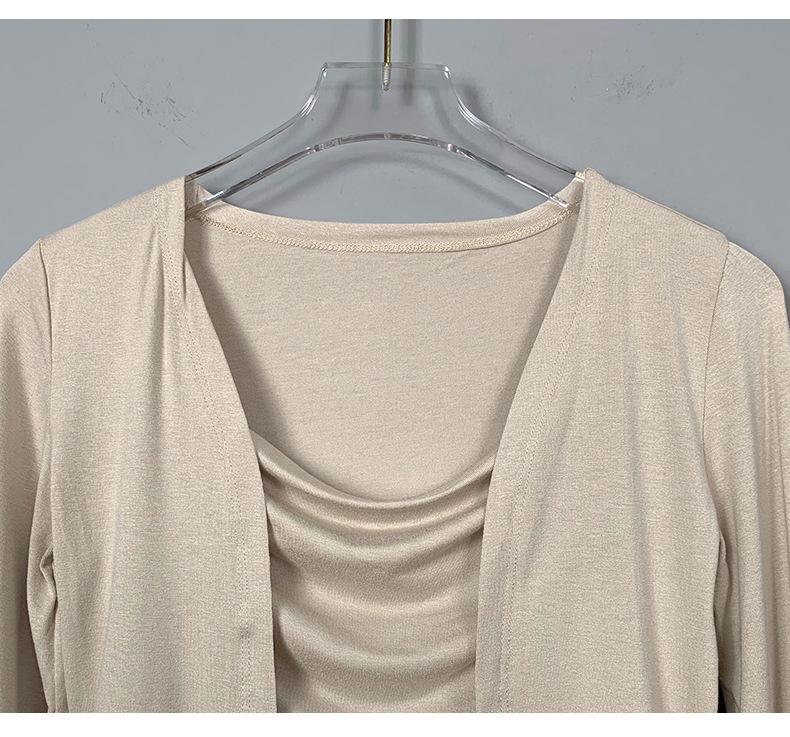 Korean Dongdaemun Sexy Pleated Camisole & Short Cardigan Two-Piece Set for Women