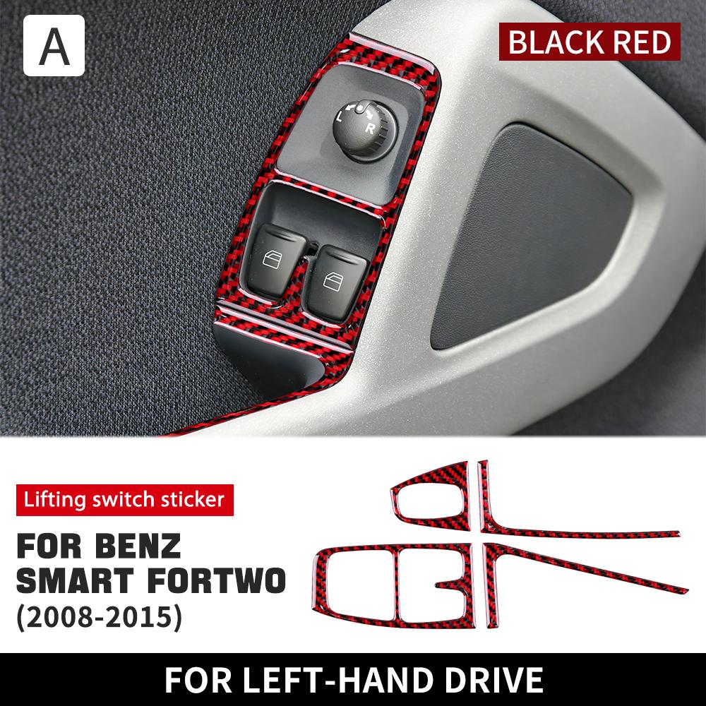 Real Soft Carbon Fiber for Mercedes Benz Smart 451 Fortwo 2008 2009-2014 2015 Car Door Window Lift Switch Button Panel Sticker