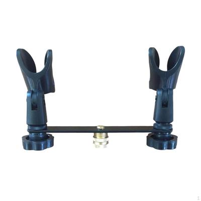 Two S Clips 180° Adjustable Non Slip for Studio Recording Easy Setup Black 1 To 2 Mic Mount Clamp