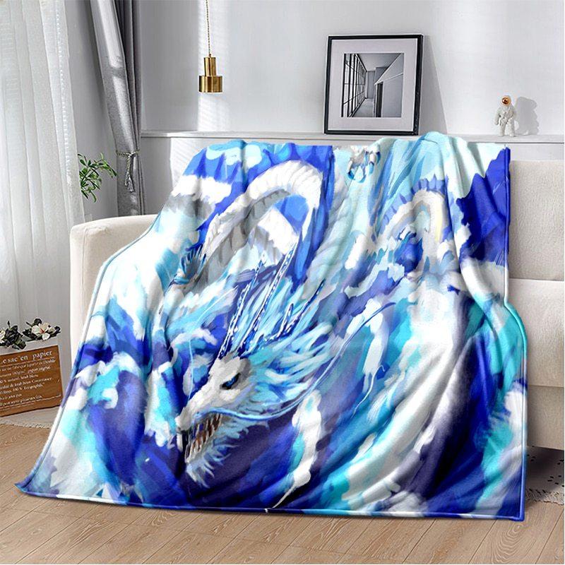Dragon Pattern Series digitalprinted polyester Bedroom velvet flannel cover blanket Fleece soft sofa cover blankets for beds