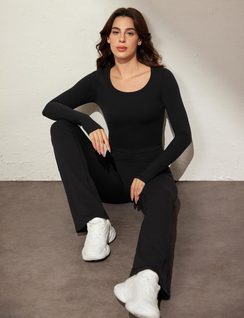 CRZ YOGA Flared Yoga High with Asian Size M Leggings, Waist, Stretch, Moisture-Wicking, Quick-Drying, Fitness, Pockets, 30-Inch Inseam, Butterluxe,
