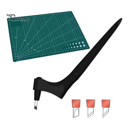 

Инструмент для резки поделок, вращающееся на 360 градусов лезвие, нож для поделок из нержавеющей стали, ручка-резчик с 15, 30, 45-градусными гравировальными головками и пластиной для поделок своими руками чёрный