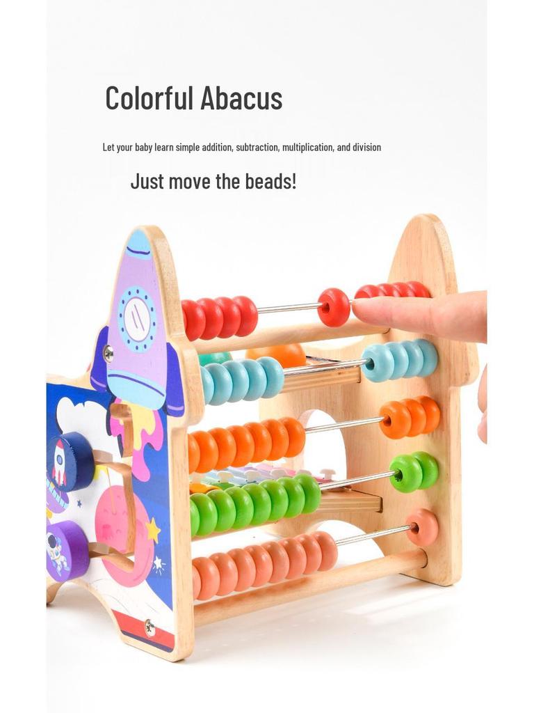 Multifunctional Wooden Abacus & Bead Maze for Baby's Hand-Eye Coordination and Early Education