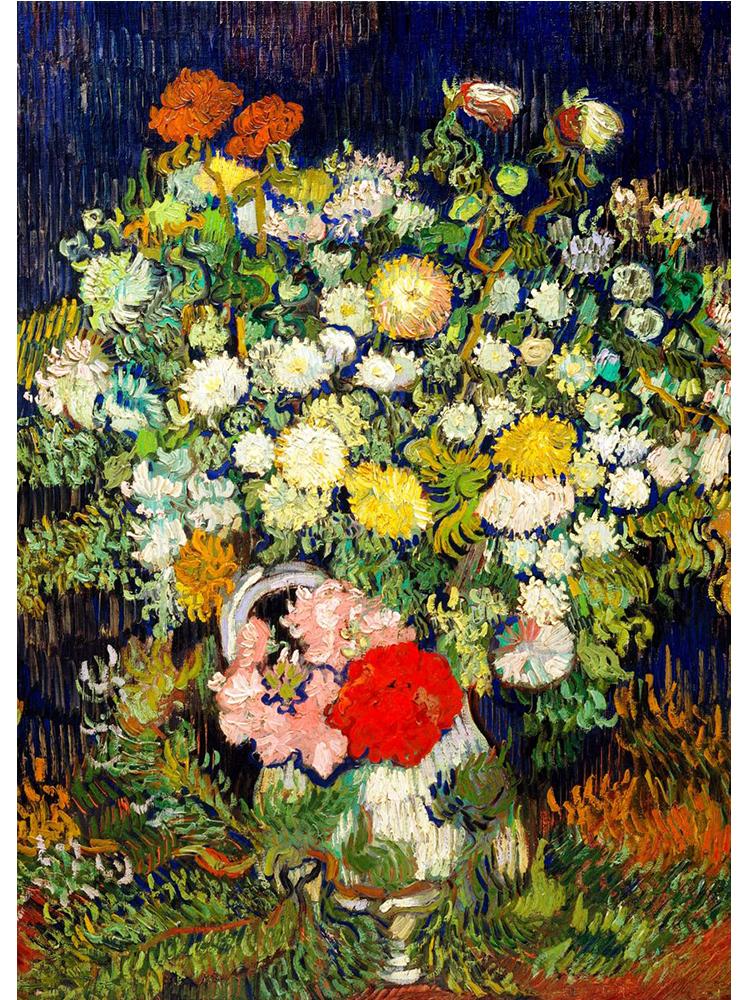 Impressionist Vincent Van Gogh Bouquet Sunflowers In Vase Poster Canvas Painting Abstract Roses Wall Art Room Home Decoration