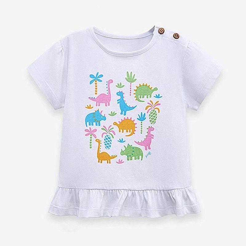 Cute Small Size in Purple Children's Summer Clothing round Neck Short Sleeve T-shirt