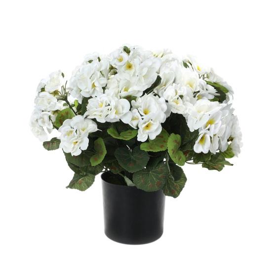 Artificial Geranium Flowers for Outdoors 13" Potted Fake Geraniums Bush UV Resistant Faux Silk Flower for Front Porch Garden Yard Patio Decor