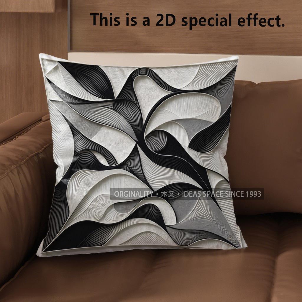 2D Abstract Black & White Patterned Pillow Covers Pattern Cushion Cover Suitable For Sofa Bedroom Car Pillow Cover