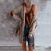 Women's Casual Patchwork Hooded Color-Blocked Knit Cardigan Sweater Coat