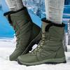 Winter Warm Snow Boots for Women Faux Fur Lining Waterproof Mid-Calf Ankle Booties Anti-Slip Outdoor Shoes Women's Lace Up Walking Hiking Sport Boots
