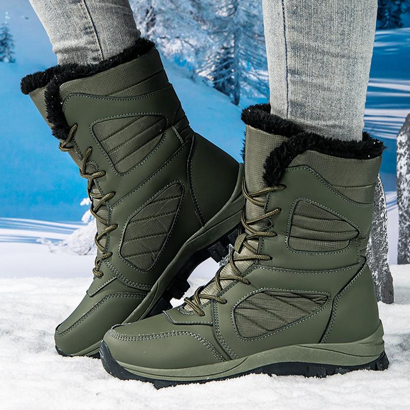Winter Warm Snow Boots for Women Faux Fur Lining Waterproof Mid-Calf Ankle Booties Anti-Slip Outdoor Shoes Women's Lace Up Walking Hiking Sport Boots