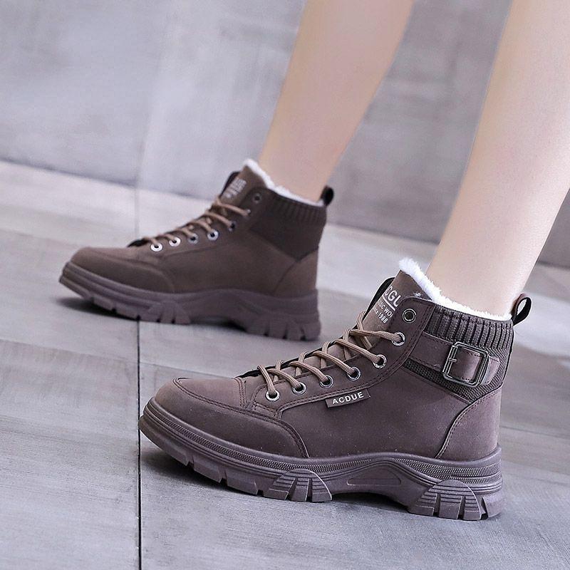 Короткие дутики женские обувь на платформе высокое качество корейские ботинки кожа и — фото 4