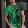 Summer Round Neck 3D Motorcycle Print Top Fashionable Casual Short Sleeved Men's T-shirts