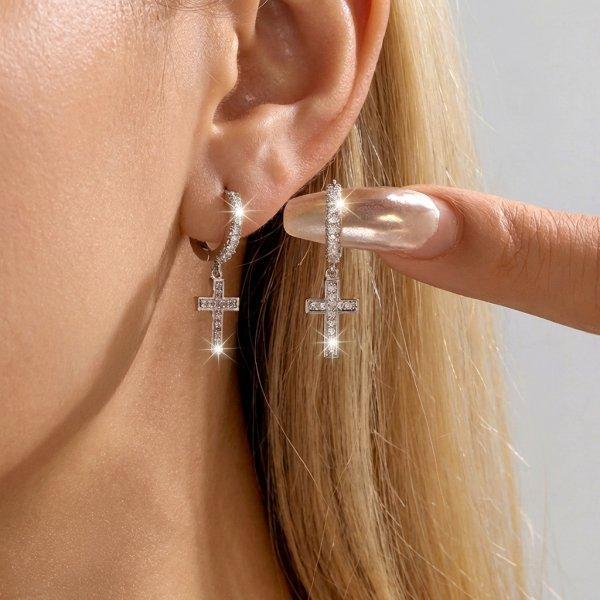 Exquisite Crystal Waterdrop Cubic Zirconia Earrings for Women Silver Color Inlaid Zircon Dangle Earrings Party Versatile Jewelry