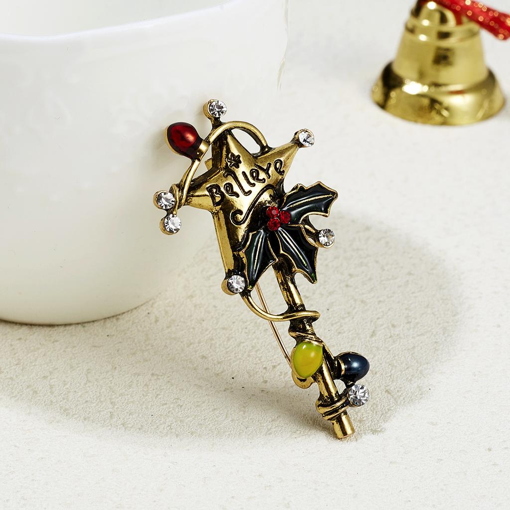 Fashion Double Cane Corsage Trendy Versatile Christmas Brooch