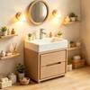 Miniature Vanity Sink Cabinet Dollhouse Furniture Modern Style Bathroom Model Ornament for Collection Display