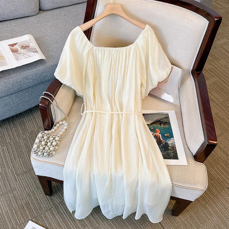 

Плюс Размер Женщин Лето Новое Расширенный Талия Утягивающее Платье А-силуэта 4XL абрикосовый