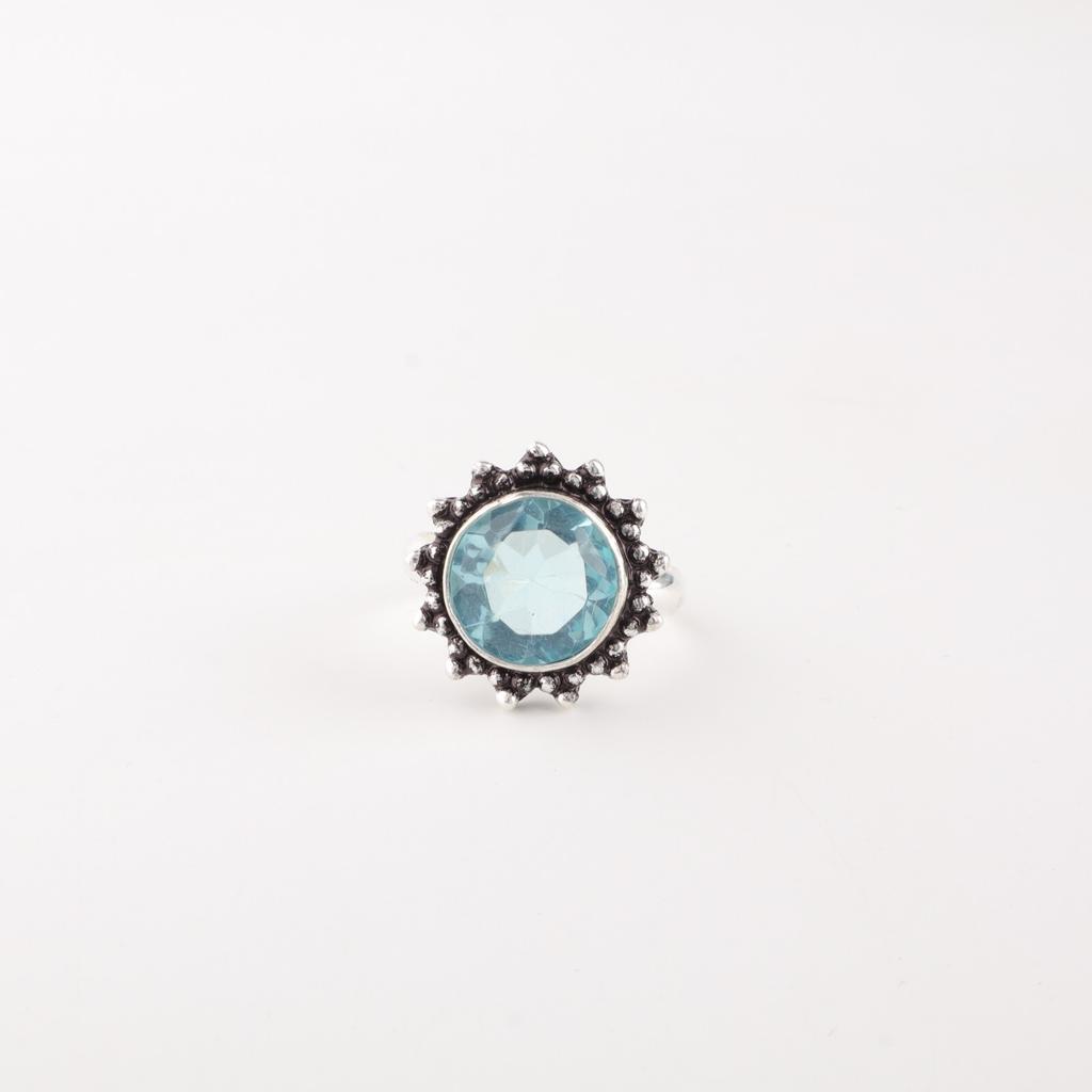 Sky Blue Topaz Gemstone 925 Sterling Silver Jewelry Handmade Ring Birthday Gift RR-7-7