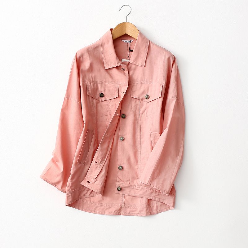 

Специальная цена ~ Кирпичный шкаф OEM товары Свободная парка из стираного хлопка Ветровка Женская Весенне-осенняя рубашка Пальто Хлопок и лен Повседневный стиль Pink L