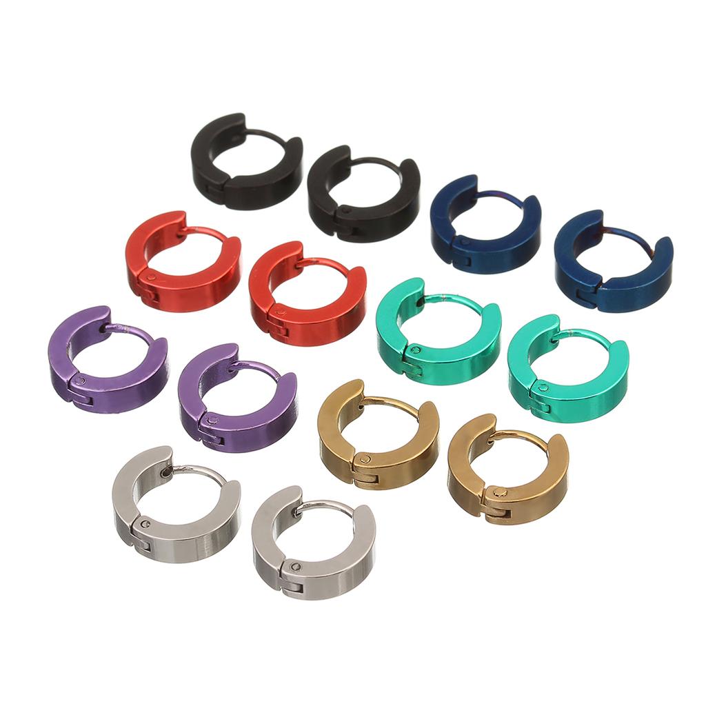1 Pair Punk Stainless Steel Ear Circle Earrings Simple Ear Buckle Round Earring For Jewelry Making DIY Men Women Fashion Earring