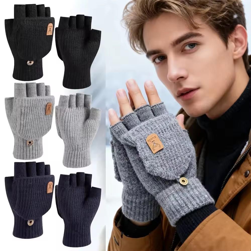 Winter Half Palm Warm Gloves,Indoor Outdoor Plush Knitted Gloves, Suitable for Indoor Writing Office Wear Decoration