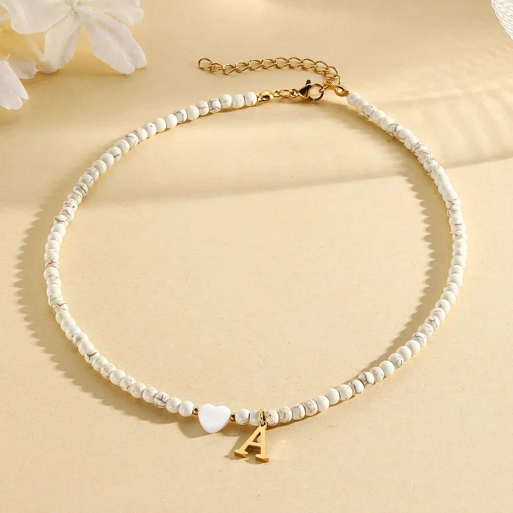 Bohemian Choker Neck Necklaces Heart-shaped Shell Letter Pendant Beads Women Necklace Woman Trend Jewelry Gift 2025