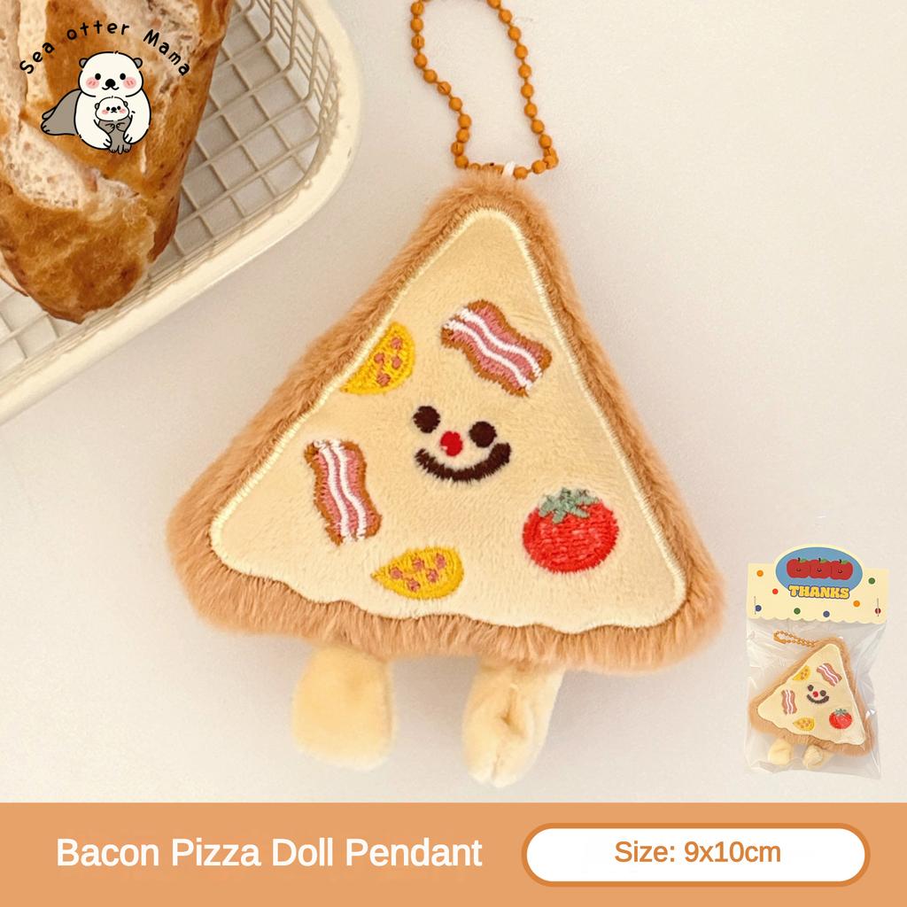 1/4 Pcs Creative Plush Food Pendant Cute Cartoon Pizza Backpack Versatile Pendant Accessories