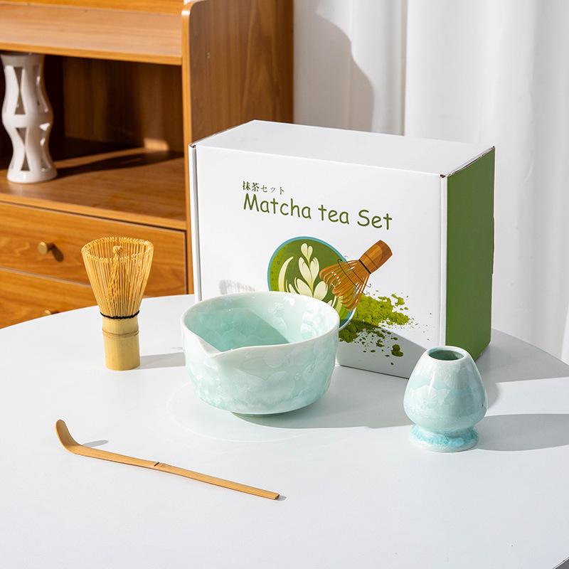 4-8PCS crystal Matcha Tea Set Matcha Ceramic Bowl, Food-Grade Whisk, Handmade Bamboo Tea Whisk, Tea Scoop Ceremony Diy Tools