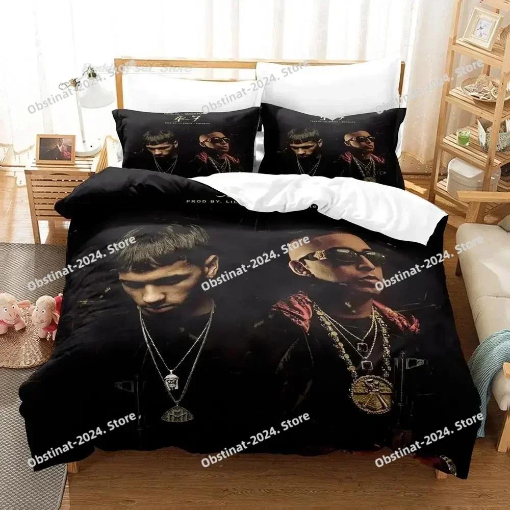 Anuel Aa Real Hasta La Bettwäsche-Set Gedruckt Einzelne Bettdecke Steppdecke Tagesdecke Bettbezug Kissenbezug 3-teiliges Set Kinder Erwachsene Größe